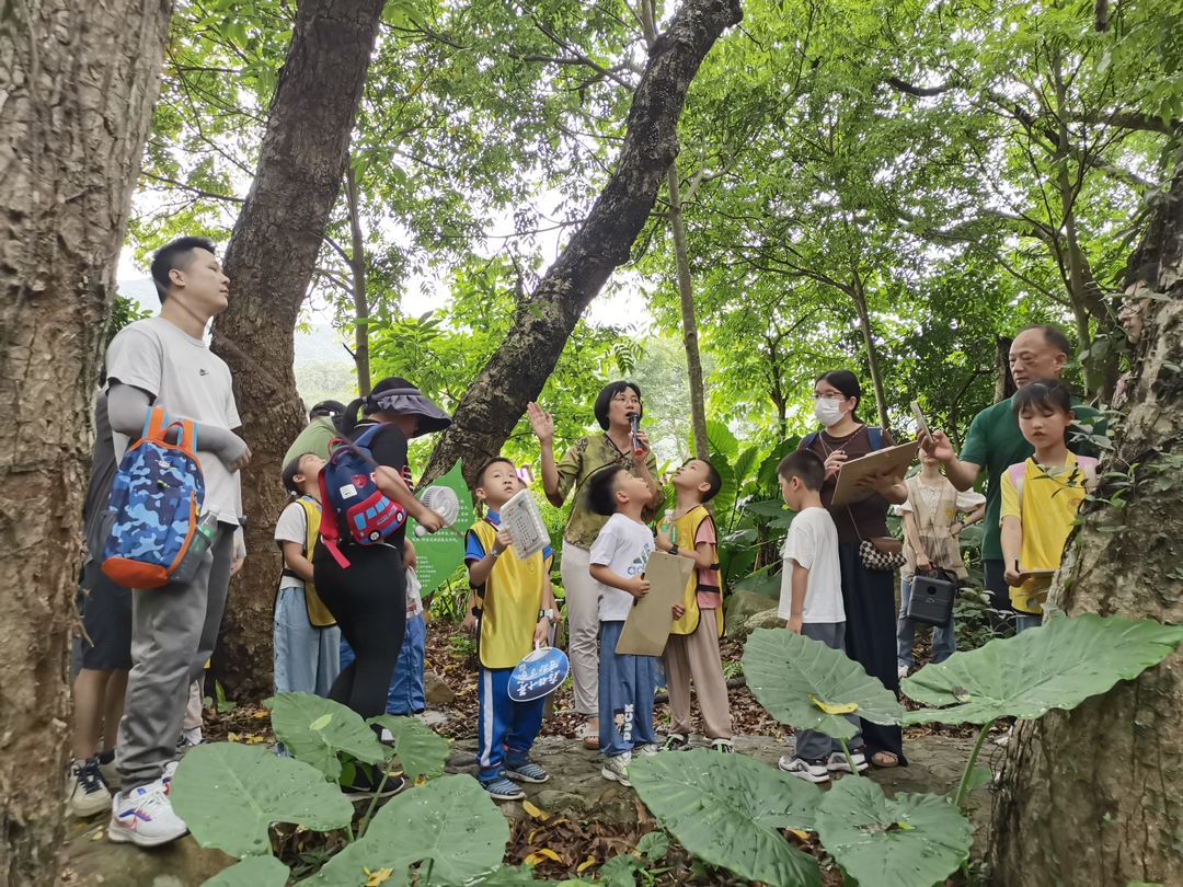 肇庆学院生命科学学院院长邵玲在龙溪栈道为学生和家长科普自然生态知识.jpg